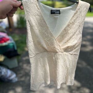 Y2K Cream Lace Sleeveless Top